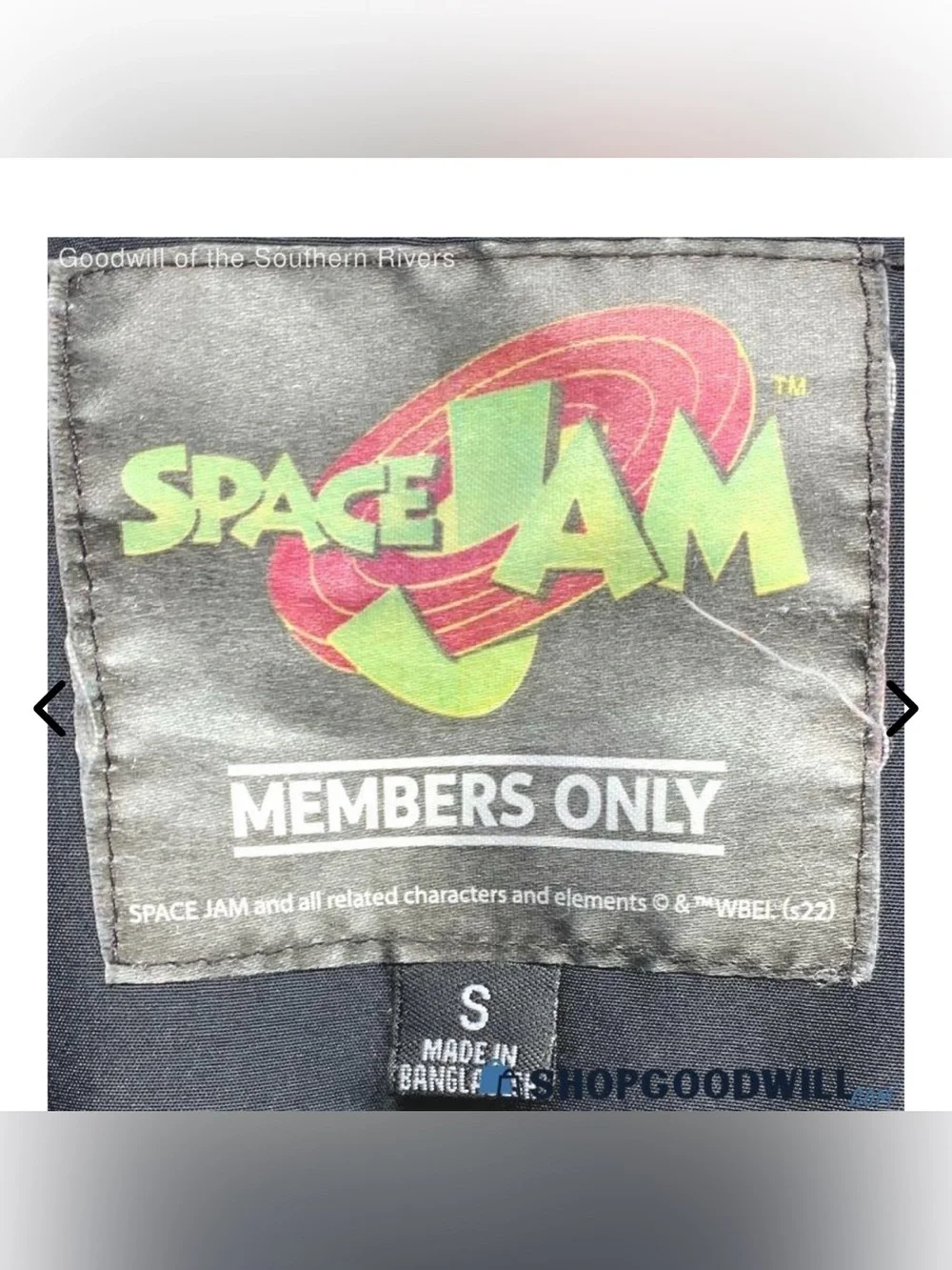 Members Only Space Jam Men's Small Full Zip Hooded Windbreaker Jacket Black